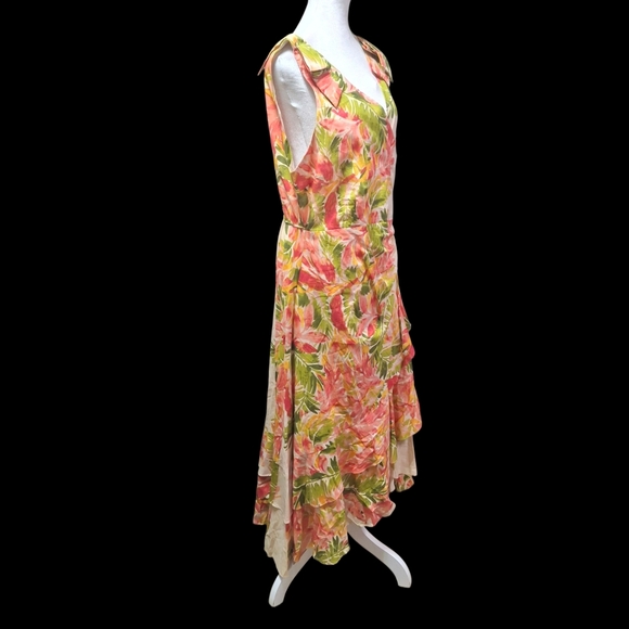 Gibson Latimer Wrap Midi Floral Dress Ruffled Tiered High Low Hem Women Size XXL - Picture 4 of 16